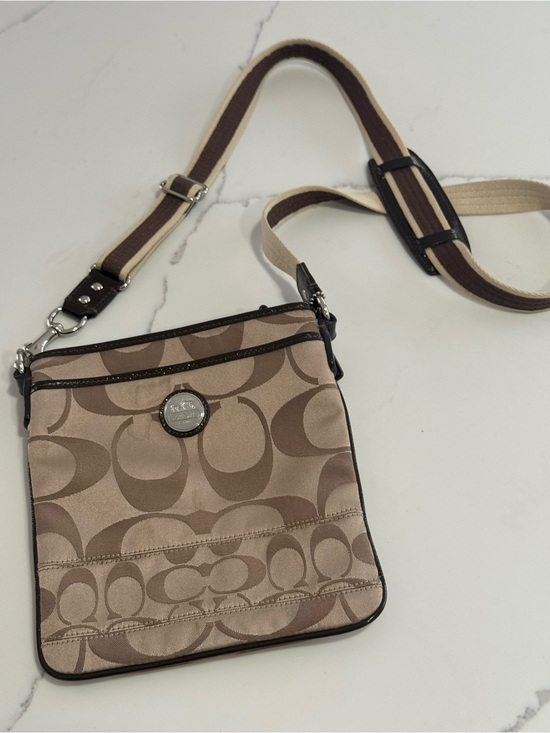 Coach Handbags - Coach Signature Khaki Brown Crossbody Bag Brown & Tan